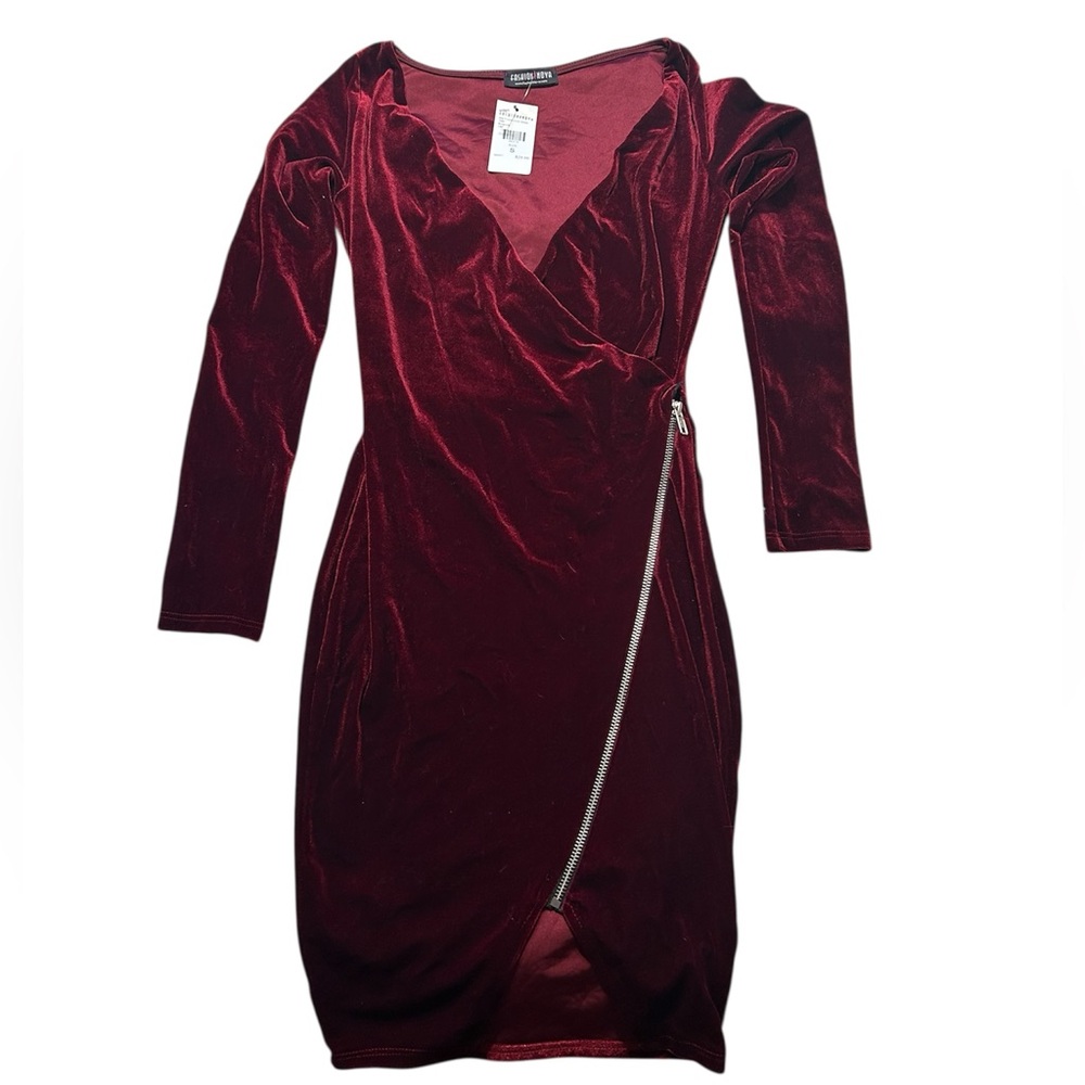 Fashion Nova Burgundy Velvet Dress